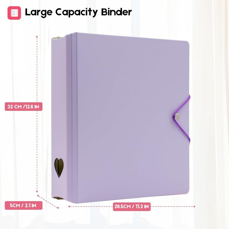Ablus A4 Kpop Photocard Binder, 4 Ring Binder Photo Album for Fujifilm Instax Mini Camera Polaroid Printer Photo Film, 2x3 inch Kpop Photocard Holder Book with 25 Pages 9 Pocket (Purple) - Image 2